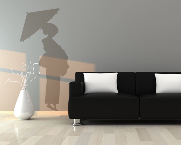 Japanische Frau mit Schirm